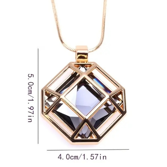 Geometric Silver Statement Necklace - Picture 3 of 3